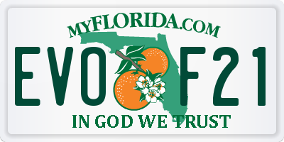 FL license plate EVOF21