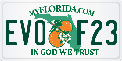 FL license plate EVOF23