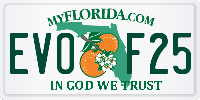 FL license plate EVOF25