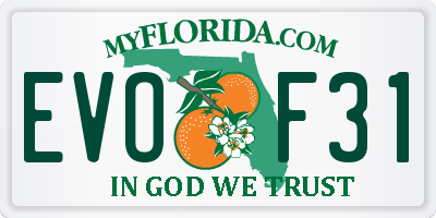 FL license plate EVOF31