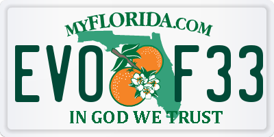 FL license plate EVOF33