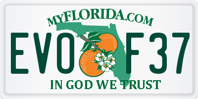 FL license plate EVOF37