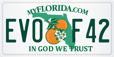 FL license plate EVOF42