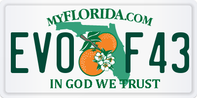 FL license plate EVOF43