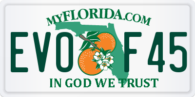 FL license plate EVOF45