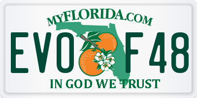 FL license plate EVOF48