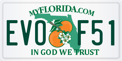 FL license plate EVOF51