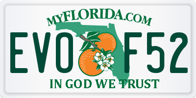 FL license plate EVOF52