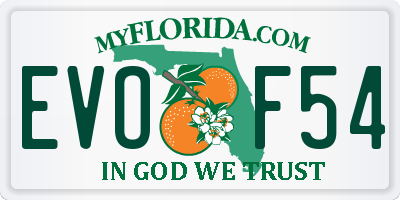 FL license plate EVOF54
