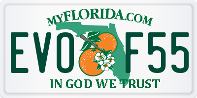 FL license plate EVOF55