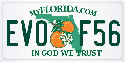 FL license plate EVOF56