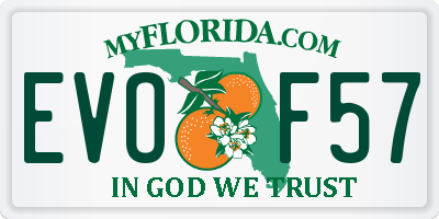 FL license plate EVOF57