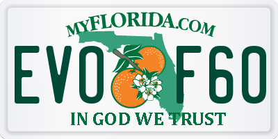 FL license plate EVOF60