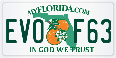 FL license plate EVOF63
