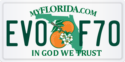 FL license plate EVOF70