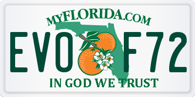 FL license plate EVOF72