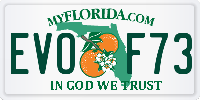 FL license plate EVOF73