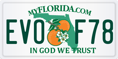 FL license plate EVOF78