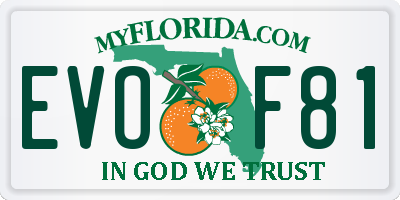 FL license plate EVOF81