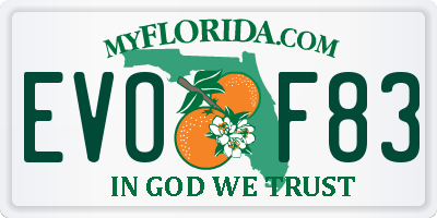 FL license plate EVOF83