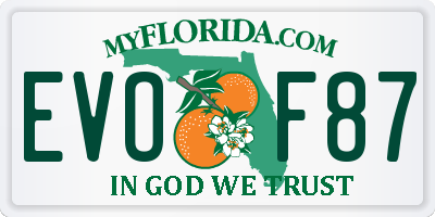 FL license plate EVOF87