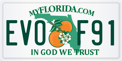 FL license plate EVOF91