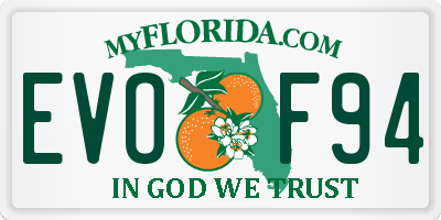 FL license plate EVOF94