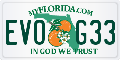 FL license plate EVOG33