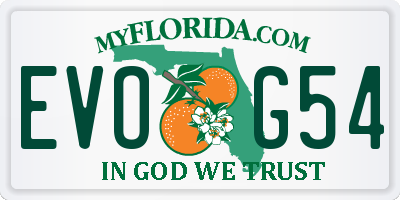 FL license plate EVOG54