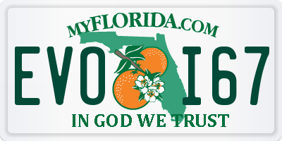 FL license plate EVOI67