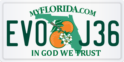 FL license plate EVOJ36