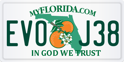 FL license plate EVOJ38