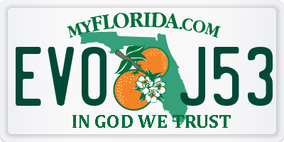 FL license plate EVOJ53