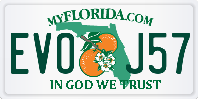 FL license plate EVOJ57