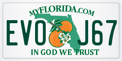 FL license plate EVOJ67