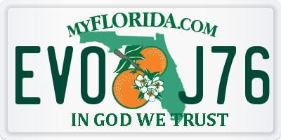 FL license plate EVOJ76