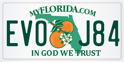 FL license plate EVOJ84