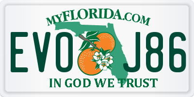 FL license plate EVOJ86