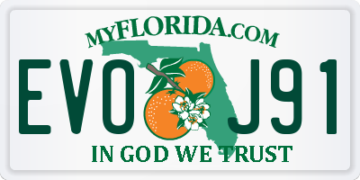 FL license plate EVOJ91