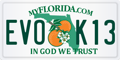 FL license plate EVOK13