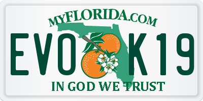 FL license plate EVOK19