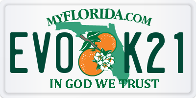 FL license plate EVOK21