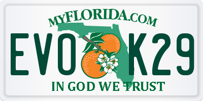 FL license plate EVOK29