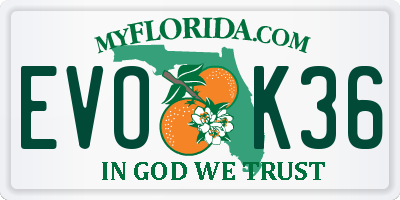 FL license plate EVOK36