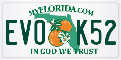 FL license plate EVOK52