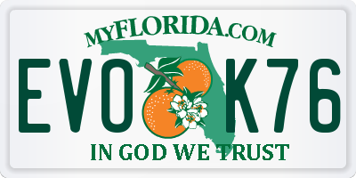 FL license plate EVOK76