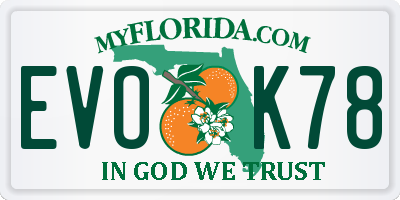 FL license plate EVOK78