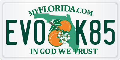 FL license plate EVOK85