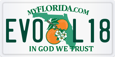 FL license plate EVOL18