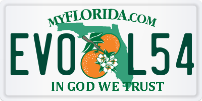 FL license plate EVOL54